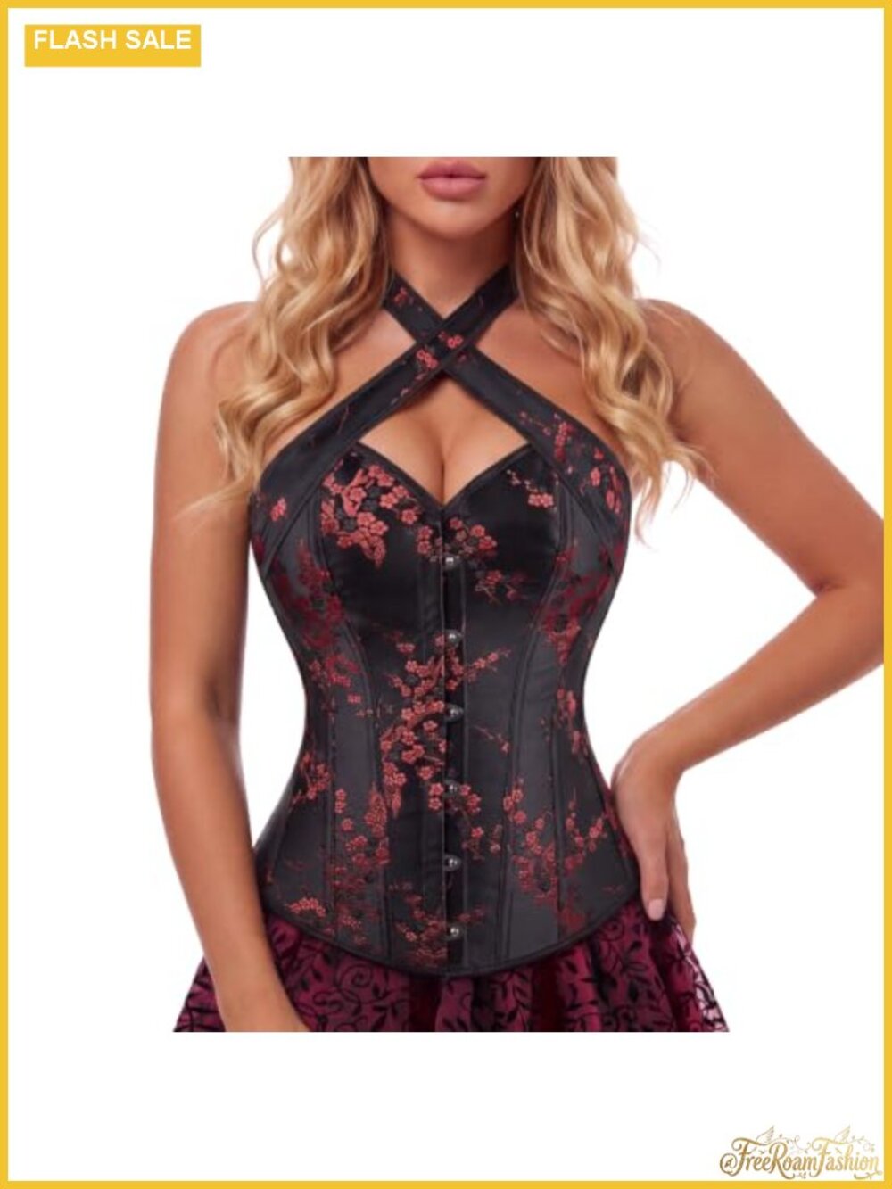 Victorian Corset Top Floral Brocade Adjustable Overbust